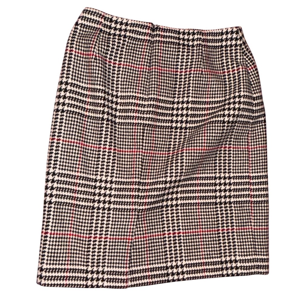 Talbots Plaid Pencil Skirt Black White Red Business Casual Office Womens Size 10